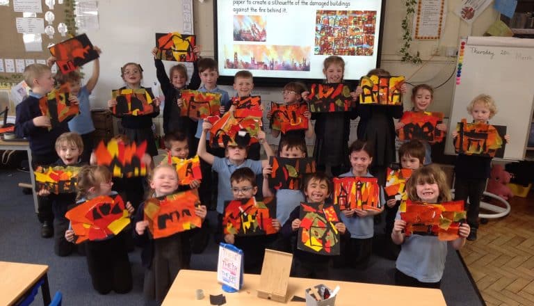 Year 2 Great Fire of London Inspired Art