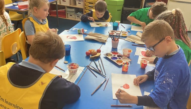 Year 2 still-life paintings